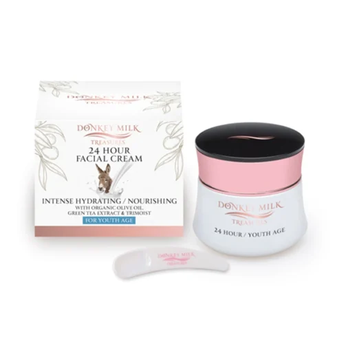 Donkey 24 Hour Facial Cream With Green Tea – Питательный и увлажняющий крем для лица с молоком ослицы и экстрактом зеленого чая, 50 ml