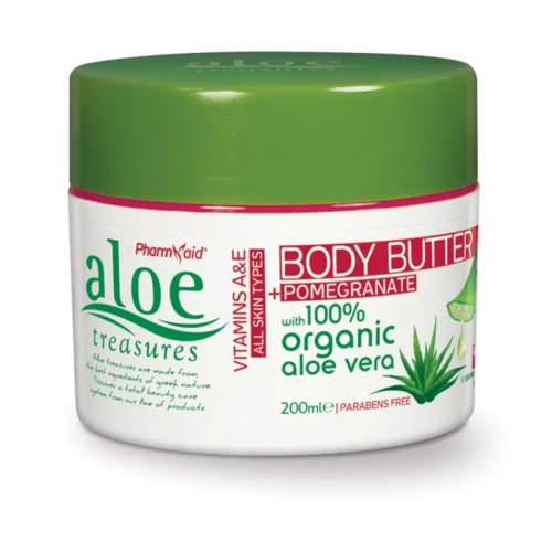 ALOE TREASURES Крем-масло для тела Гранат с органическим оливковым маслом, экстрактом оливковых листьев и гранатом, 200 ml