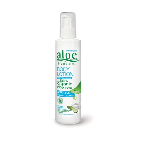 Aloe Treasures Body Lotion After Sun, 250ml, Лосьон для Тела после Загара с йогуртом и огурцом: Восстановление и Увлажнение