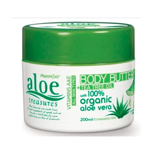 Body Butter Aloe+Tea Tree Oil увлажняющее крем-масло для тела с алоэ и маслом чайного дерева, 200 ml