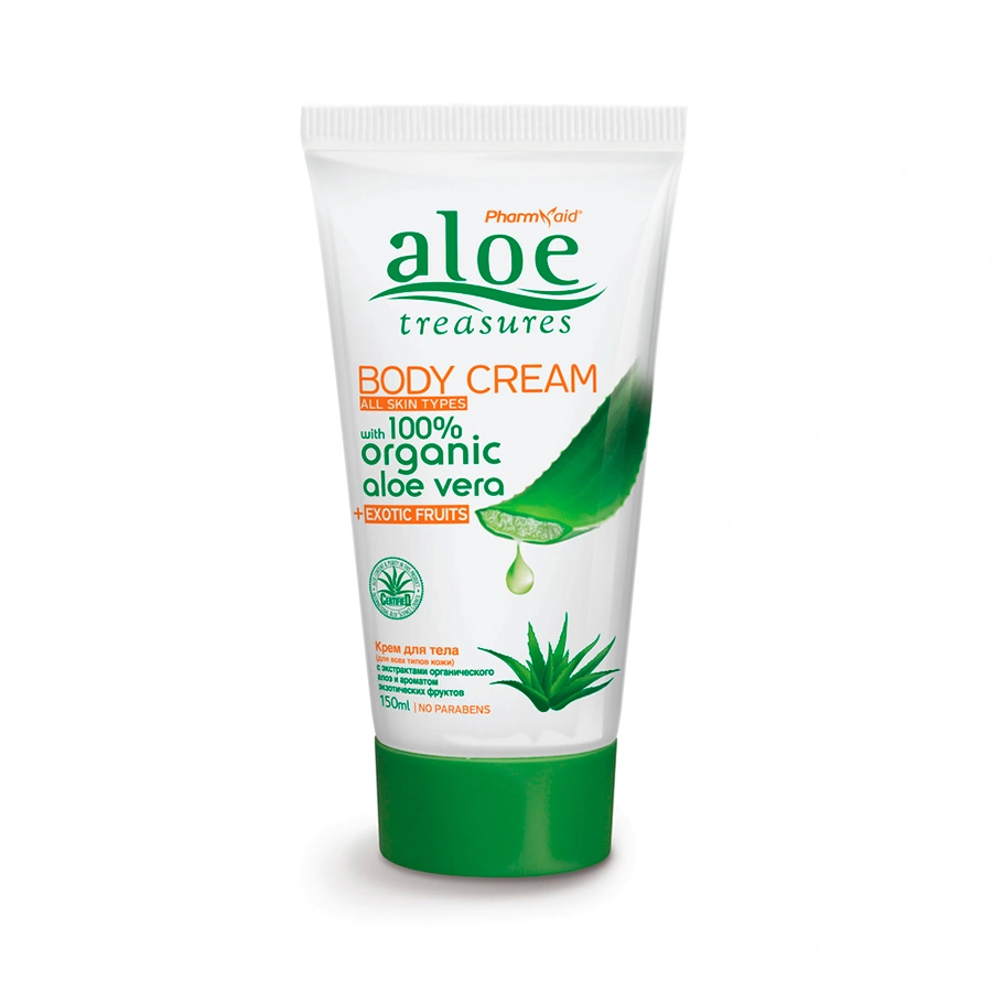 Увлажняющий и защищающий крем для тела Aloe Treasures с экзотическими фруктами, 150ml